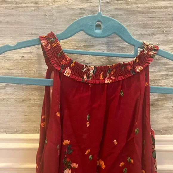 NWT new Anthropologie Farm Rio claudette halter top SMALL red floral flounced - Picture 7 of 17